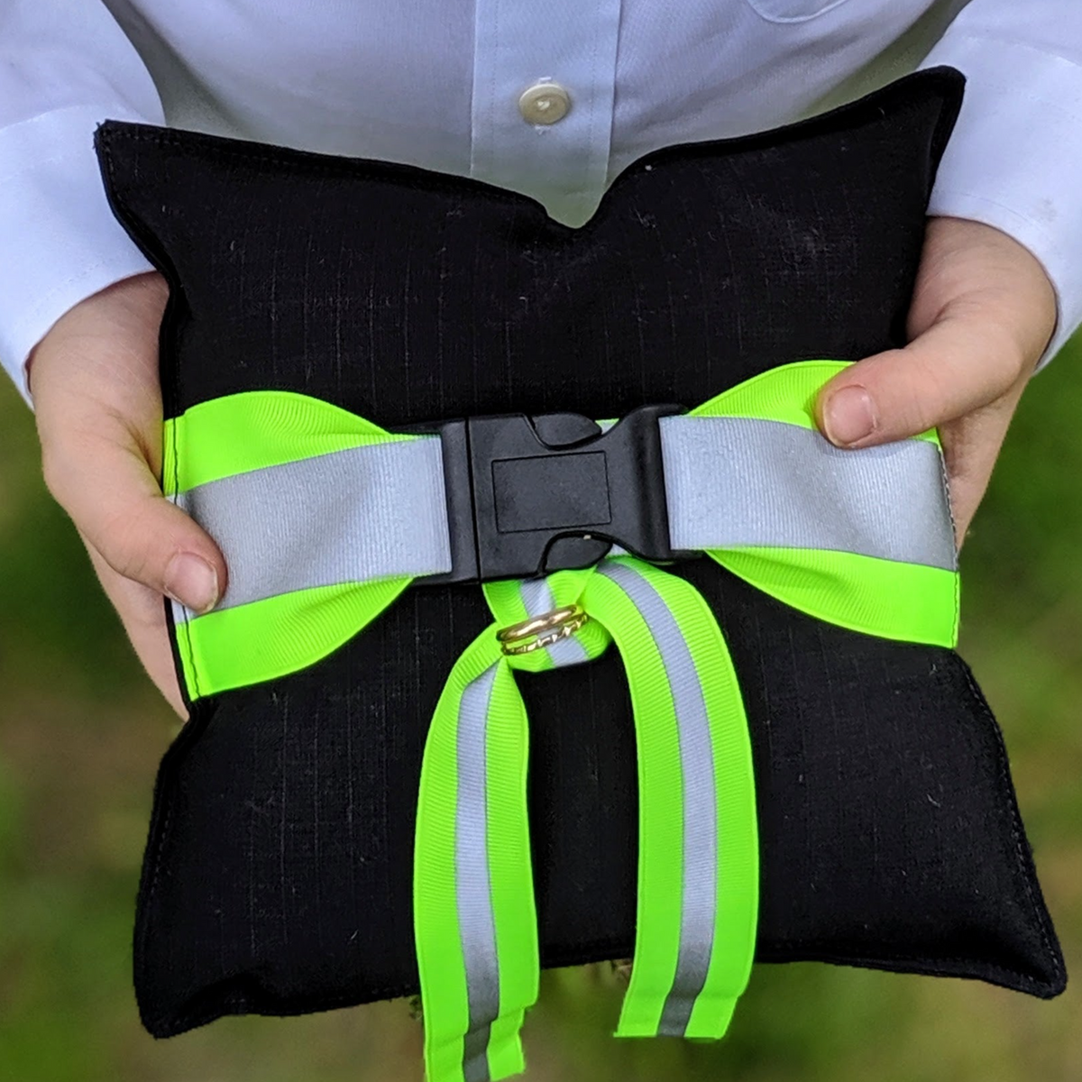 Firefighter BLACK Ring Bearer Pillow