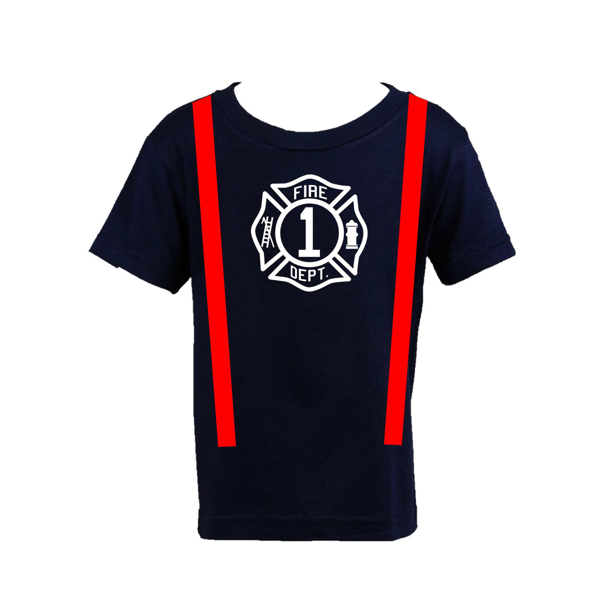 BIRTHDAY Firefighter Personalized Navy Toddler Shirt (ONLY)