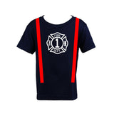 BIRTHDAY Firefighter Personalized BLACK 2PC Toddler Outfit
