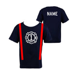 BIRTHDAY Firefighter Personalized Navy Toddler Shirt (ONLY)