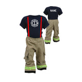 BIRTHDAY Firefighter Personalized TAN 2PC Baby Outfit