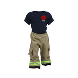 RED MALTESE CROSS Firefighter Personalized TAN 2PC Baby Outfit