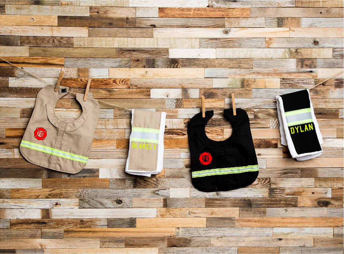 Firefighter Personalized Bib & Burp Rag Set