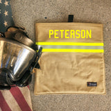 Personalized Firefighter TAN SCBA Mask Bag made with Authentic Turnout Gear