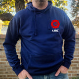 Firefighter Adult Unisex Personalized Navy Hoodie with RED Maltese Cross