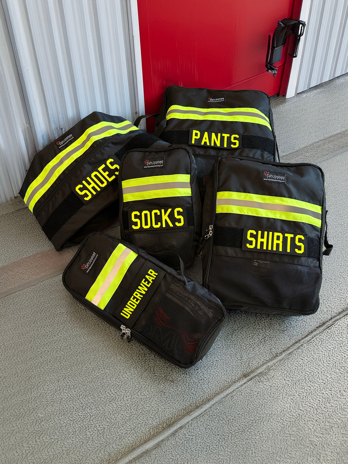 Firefighter Personalized Black Packing Cube Set of 5
