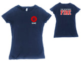 Firefighter Adult Womens Personalized Navy TShirt with RED Maltese Cross