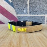 Firefighter Personalized TAN Dog Collar