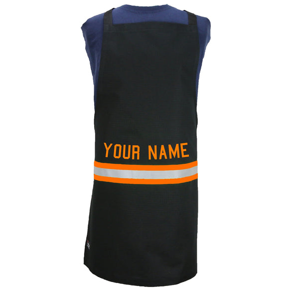 Firefighter Personalized BLACK Cooking Grilling Apron with ORANGE Reflective