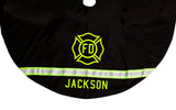 Firefighter Personalized BLACK Christmas Holiday Tree Skirt