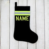 Firefighter Personalized BLACK Apron and Stocking Set