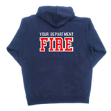 Firefighter Adult Unisex Personalized Navy Hoodie with RED Maltese Cross