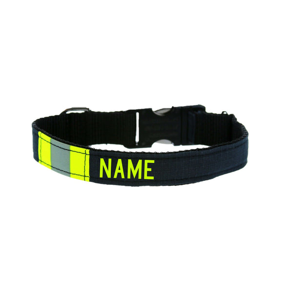 Firefighter Personalized BLACK Dog Collar