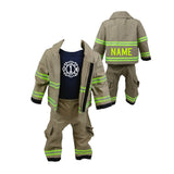 BIRTHDAY Firefighter Personalized TAN 3PC Baby Outfit