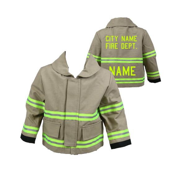 Firefighter Personalized TAN Baby Jacket with Name and Fire Department (JACKET ONLY)