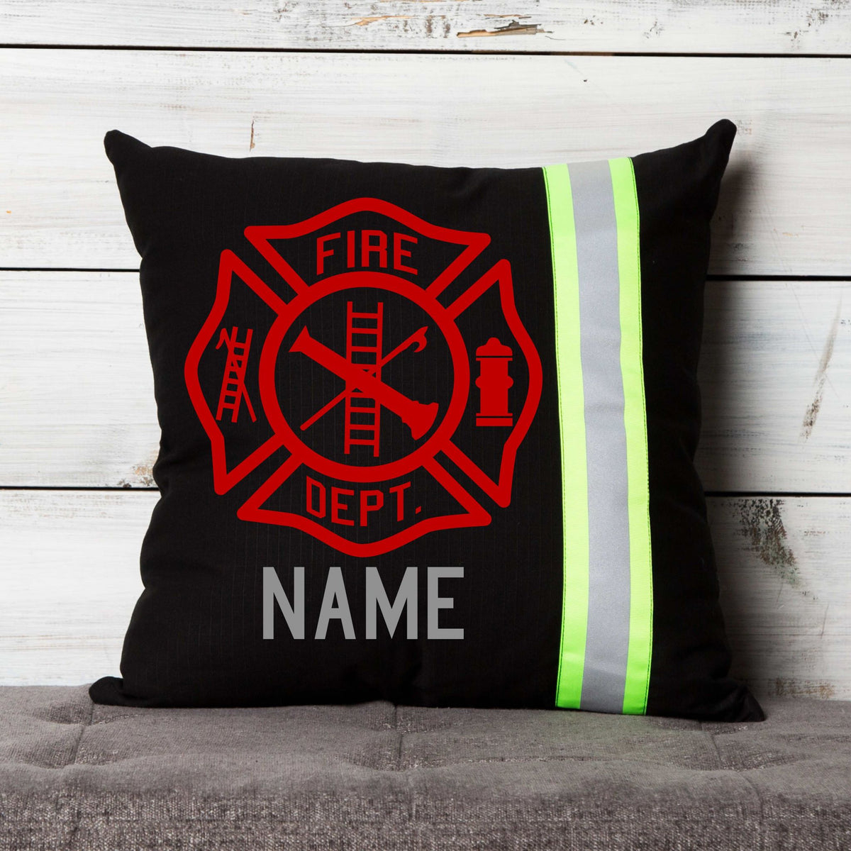 Firefighter Personalized Maltese Cross Throw Decor Pillow