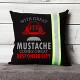 Personalized Firefighter Helmet and Mustache Throw Pillow