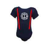 BIRTHDAY Firefighter Personalized BLACK 3-Piece Baby Outfit