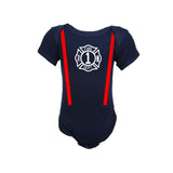 BIRTHDAY Firefighter Personalized TAN 3-Piece Baby Outfit
