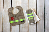 Firefighter Personalized Bib & Burp Rag Set
