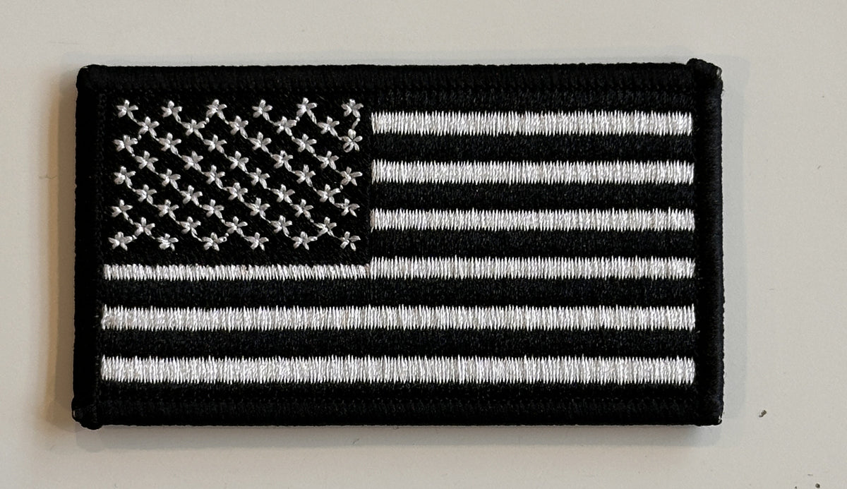 Black and White US Flag Patch for Bag or Radio Strap