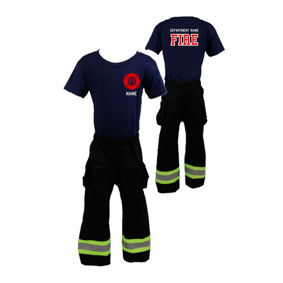 MALTESE CROSS Firefighter Personalized BLACK 2-Piece Toddler Outfit