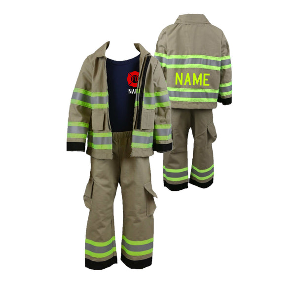 MALTESE CROSS Firefighter Personalized TAN 3-Piece Toddler Outfit