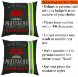 Personalized Firefighter Helmet and Mustache Throw Pillow