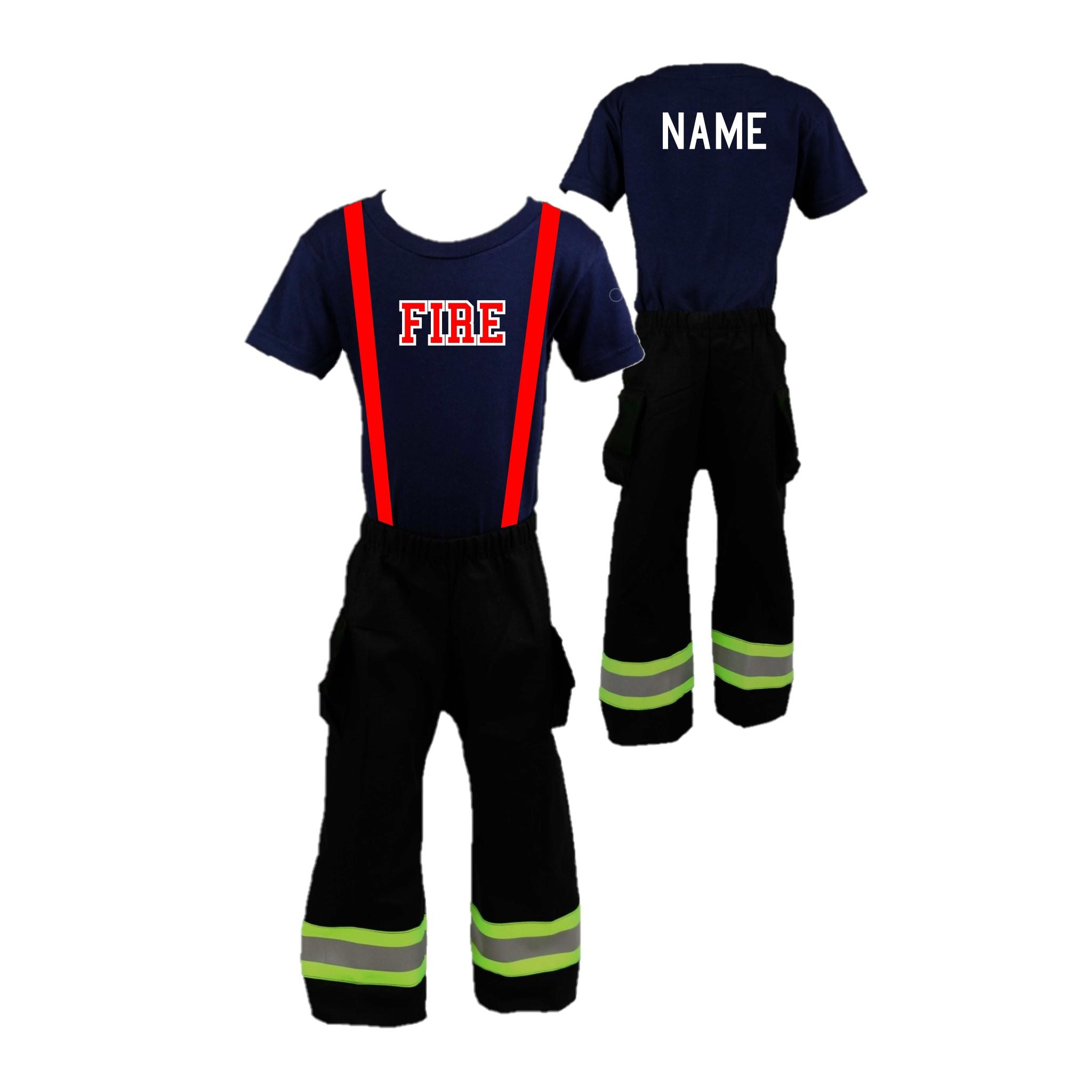 Personalized Firefighter Toddler Outfit Looks Like Real Turnout Bunker Gear  Halloween Costume – Fully Involved Stitching