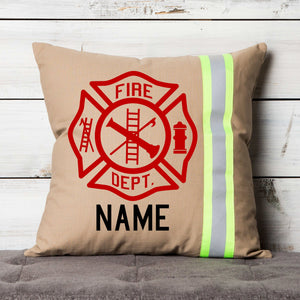 Firefighter Personalized TAN Maltese Cross Throw Decor Pillow