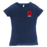 Firefighter Adult Womens Personalized Navy TShirt with RED Maltese Cross