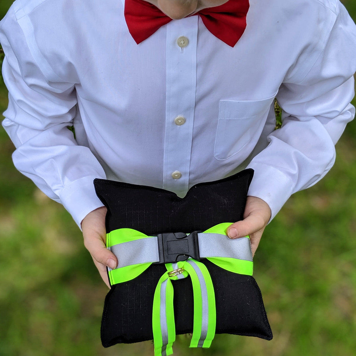 Firefighter BLACK Ring Bearer Pillow