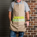Firefighter Personalized TAN Apron and TAN/BLACK Stocking Set