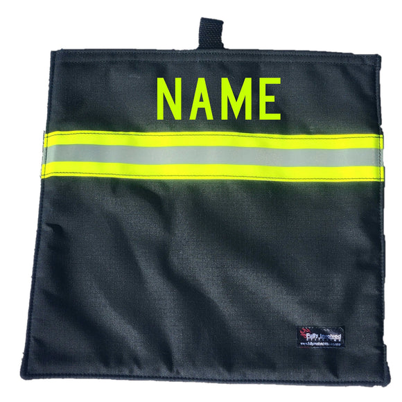 Personalized Firefighter SCBA Mask Bag made with Authentic BLACK Turnout Gear