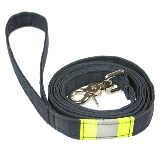 Firefighter Personalized BLACK Dog Leash made from New Turnout Bunker Gear Material