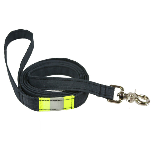 Firefighter Personalized BLACK Dog Leash made from New Turnout Bunker Gear Material