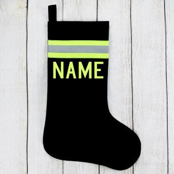 Firefighter Personalized BLACK Christmas Holiday Gift Stocking