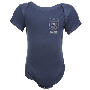 Police Personalized Navy Baby Bodysuit with Badge