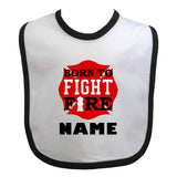 Firefighter Personalized Baby Bib Maltese Cross with Born to Fight Fire and Fire Hydrant