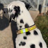 Firefighter Personalized TAN Dog Collar Made From Repurposed Turnout Material