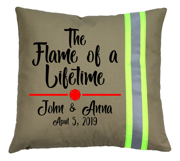 Firefighter Personalized TAN Throw Decor Pillow - Flame of a Lifetime