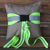 Firefighter TAN Ring Bearer Pillow with ORANGE Reflective