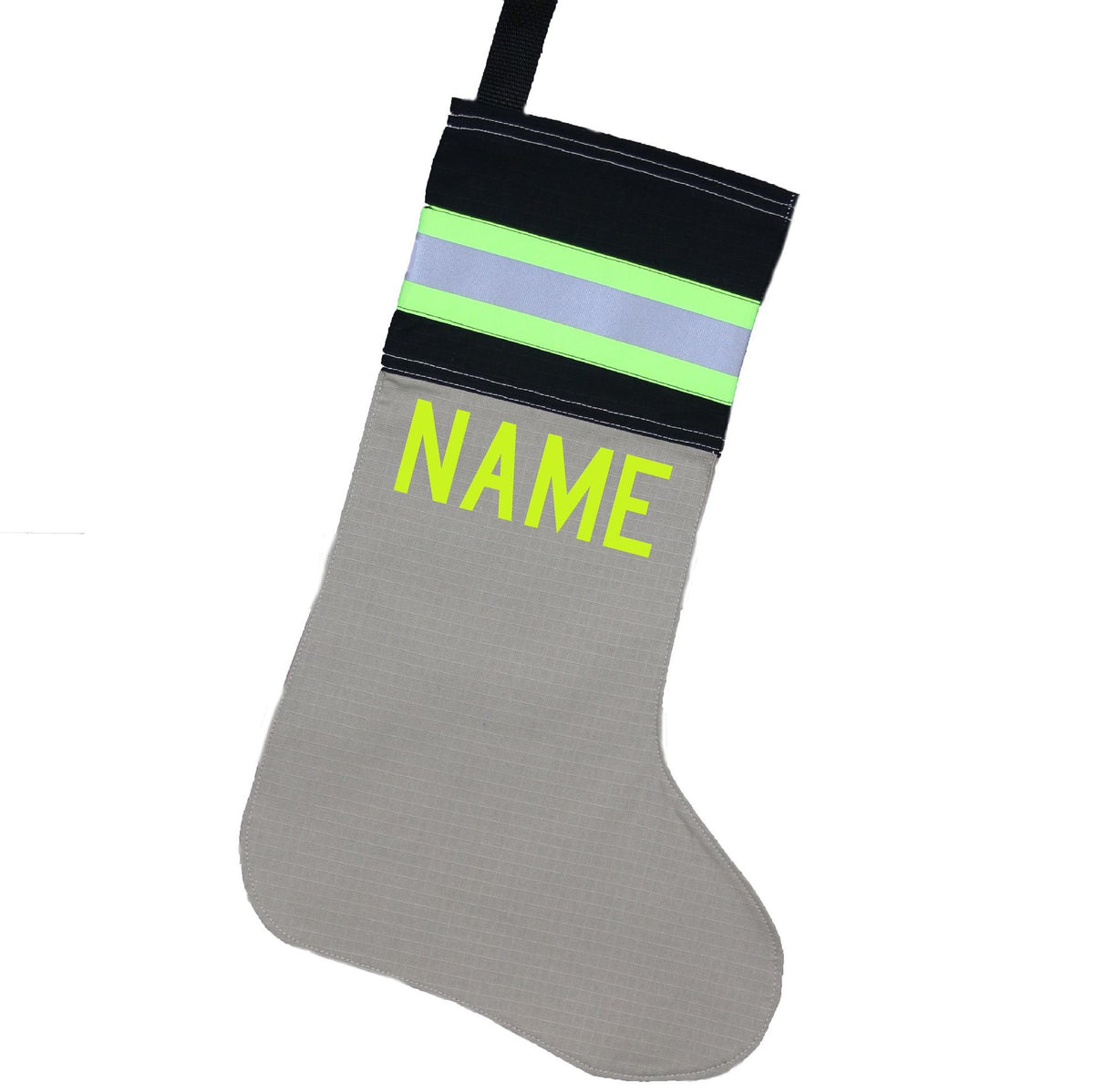 Firefighter Personalized TAN/BLACK Christmas Holiday Gift Stocking