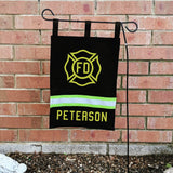 Firefighter Personalized BLACK Yard Flag - Maltese Cross and Name