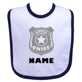 Police Personalized Baby Bib Little Chief with Badge