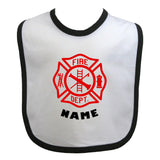 Firefighter Personalized Baby Bib Maltese Cross with Name