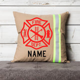 Firefighter Personalized TAN Maltese Cross Throw Decor Pillow