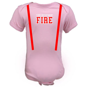Firefighter Personalized PINK Baby Bodysuit