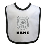 Police Personalized Baby Bib Silver Badge with Name