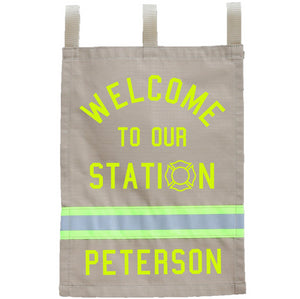 Firefighter Personalized TAN Fire Station Yard Flag
